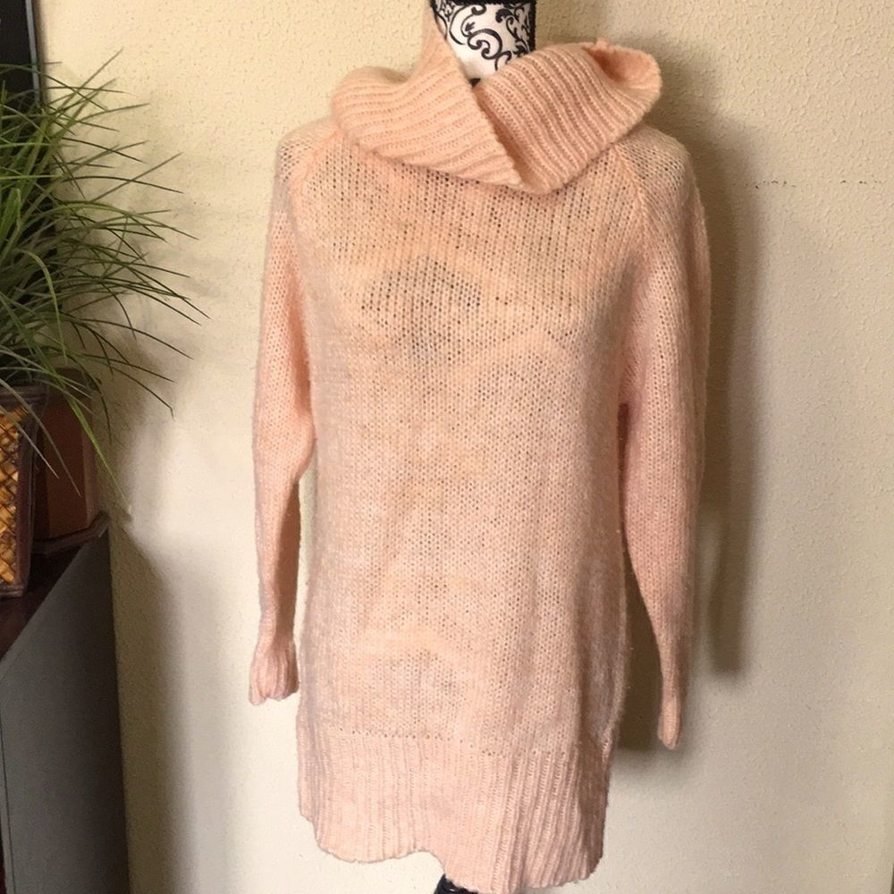 Vtg TOGETHER Cowl Neck Knit Bulky Tunic Sweater M